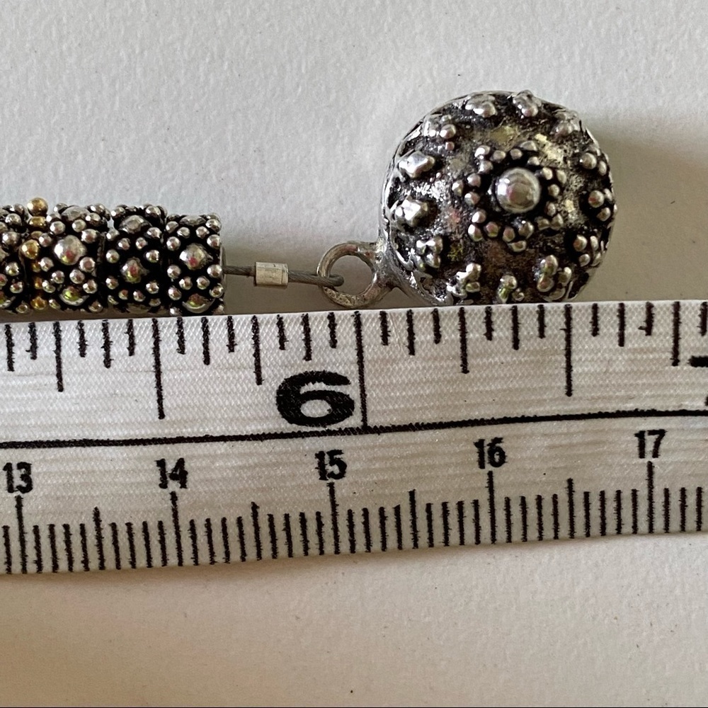 Artisan 925 Sterling Silver 14k yellow gold metal Caviar beaded bracelet NEW - Picture 6 of 10